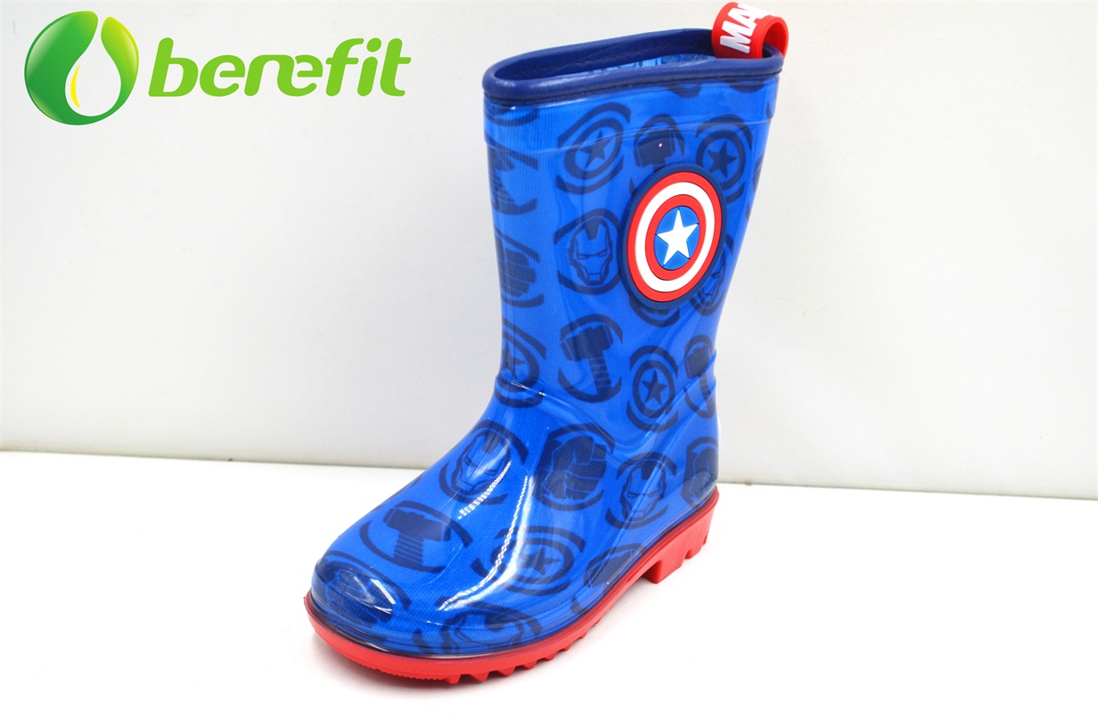 Botines y botas de lluvia para niños con diseño moderno del Capitán América y estilo a prueba de agua para niños