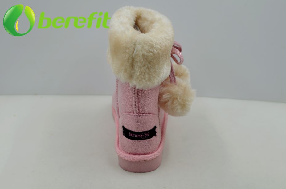 Bota de nieve de moda de piel sintética para niñas rosa